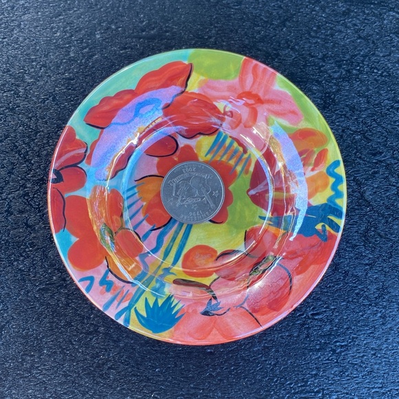 Flower Trinket Dish  Red Pink Purple Iridescent - Picture 3 of 8